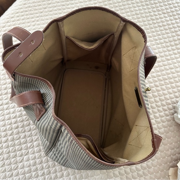 Polo Ralph Lauren Tartan Plaid Houndstooth Coated Canvas Large Tote - Picture 10 of 12